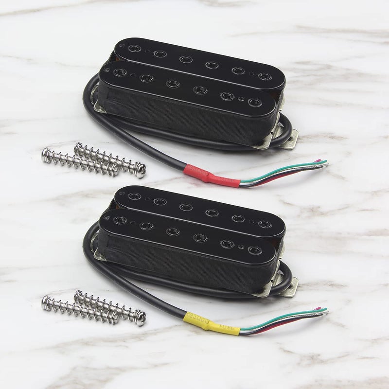FLEOR Alnico 5 Electric Guitar Neck & Bridge Pickup Set Double Coil Humbucker Pickups-Black - Image 4